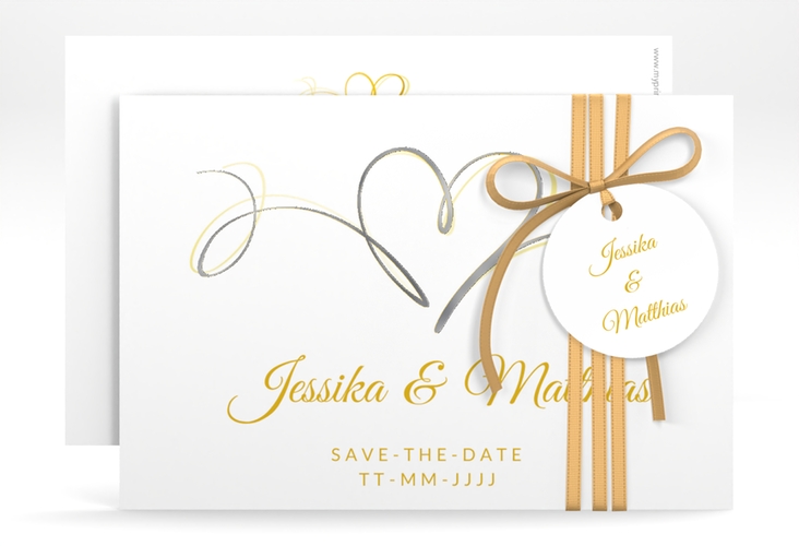 Save the Date-Karte Envie A6 Karte quer gold silber