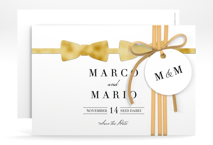 Save the Date-Karte Suits A6 Karte quer blau gold
