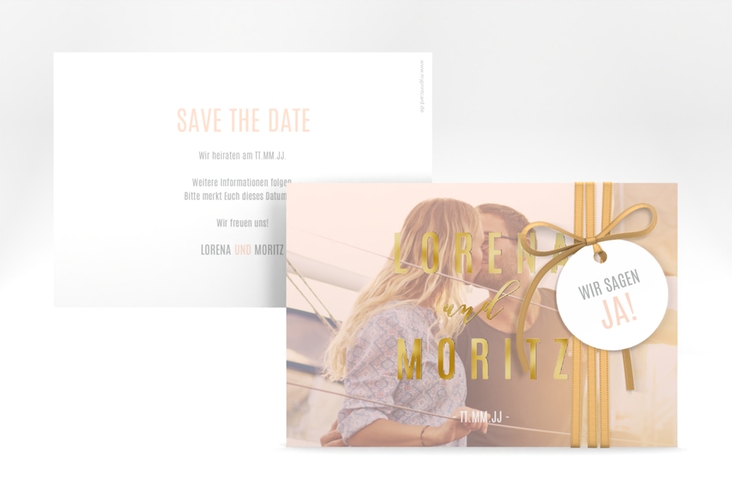 Save the Date-Karte Memory A6 Karte quer rosa gold