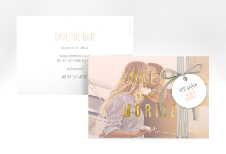 Save the Date-Karte Memory A6 Karte quer rosa gold