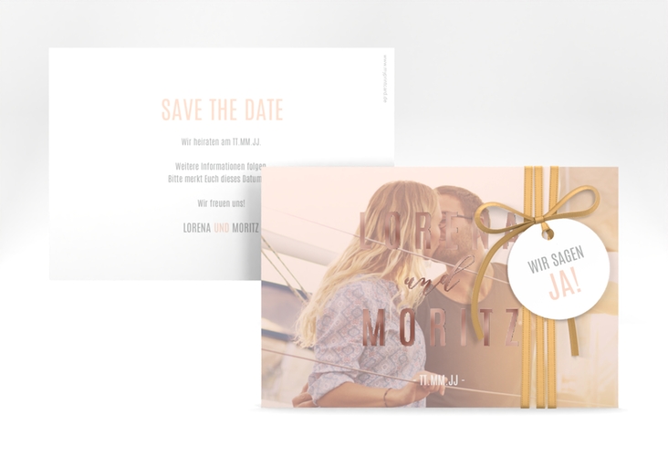 Save the Date-Karte Memory A6 Karte quer rosa rosegold