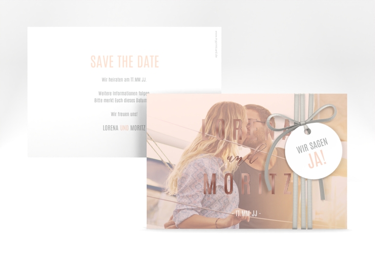 Save the Date-Karte Memory A6 Karte quer rosa rosegold