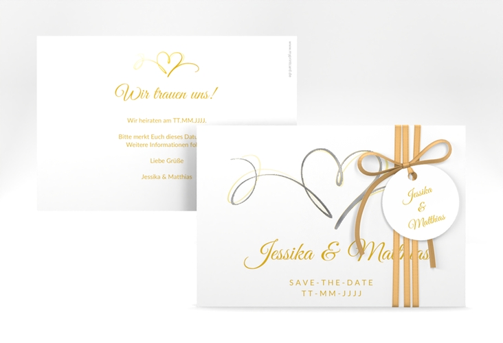 Save the Date-Karte Envie A6 Karte quer gold silber