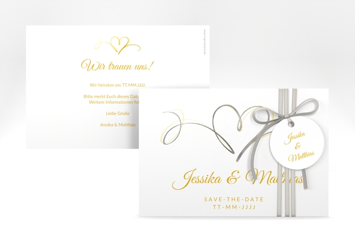 Save the Date-Karte Envie A6 Karte quer gold silber