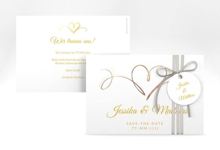 Save the Date-Karte Envie A6 Karte quer gold rosegold