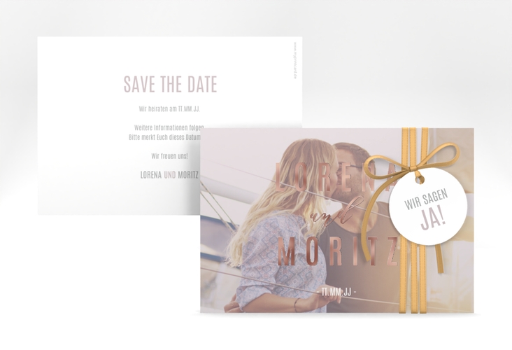 Save the Date-Karte Memory A6 Karte quer grau rosegold