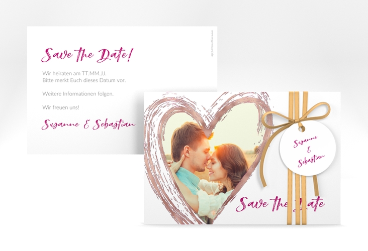 Save the Date-Karte Liebe A6 Karte quer pink rosegold