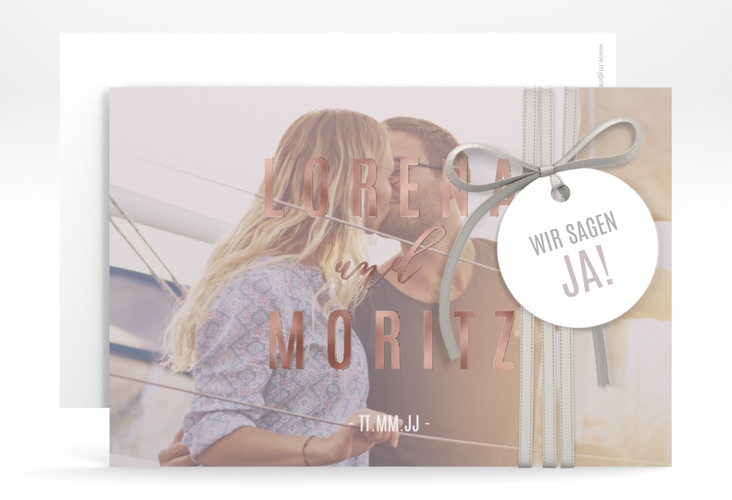 Save the Date-Karte Memory A6 Karte quer grau rosegold