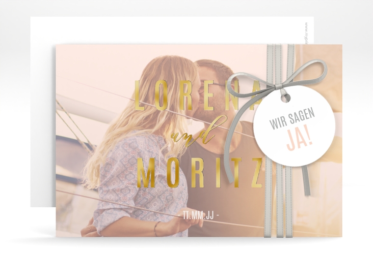 Save the Date-Karte Memory A6 Karte quer rosa gold