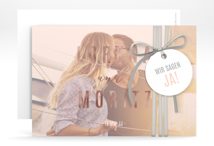 Save the Date-Karte Memory A6 Karte quer rosa rosegold