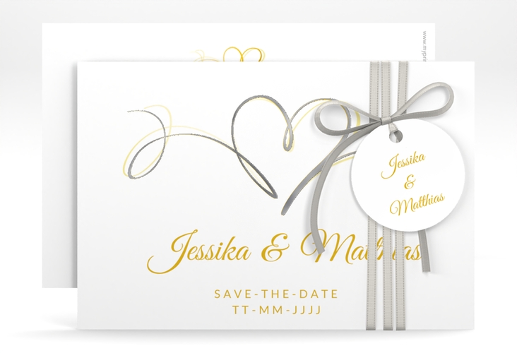 Save the Date-Karte Envie A6 Karte quer gold silber