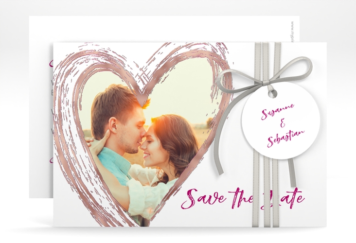 Save the Date-Karte Liebe A6 Karte quer pink rosegold