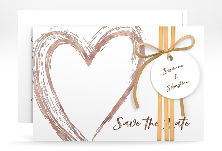 Save the Date-Karte Liebe A6 Karte quer braun rosegold