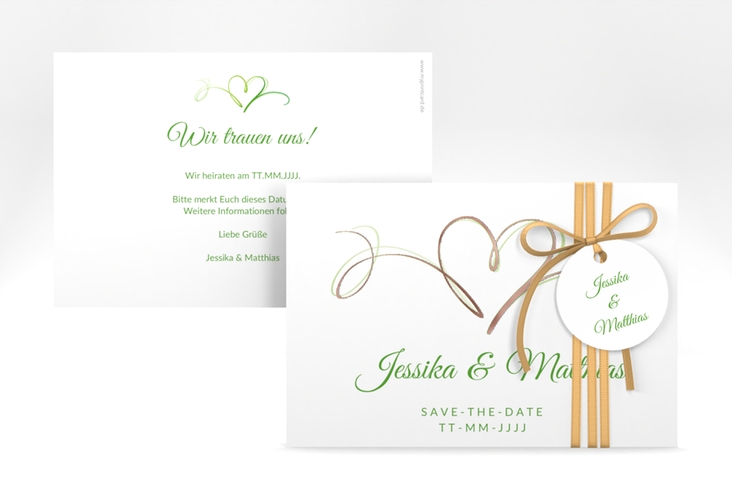 Save the Date-Karte Envie A6 Karte quer gruen rosegold