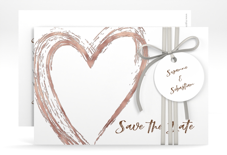 Save the Date-Karte Liebe A6 Karte quer braun rosegold