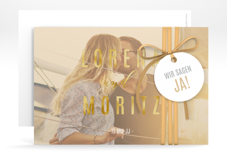 Save the Date-Karte Memory A6 Karte quer beige gold
