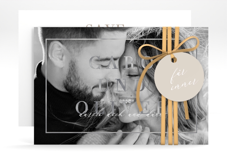 Save the Date-Karte Moment A6 Karte quer beige silber