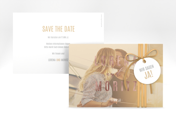 Save the Date-Karte Memory A6 Karte quer beige rosegold