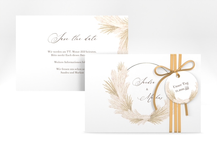 Save the Date-Karte Pumila A6 Karte quer weiss silber