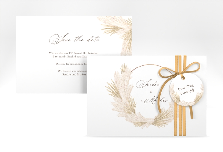 Save the Date-Karte Pumila A6 Karte quer weiss rosegold