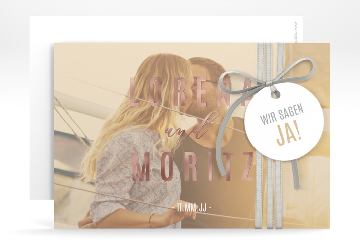 Save the Date-Karte Memory A6 Karte quer beige rosegold