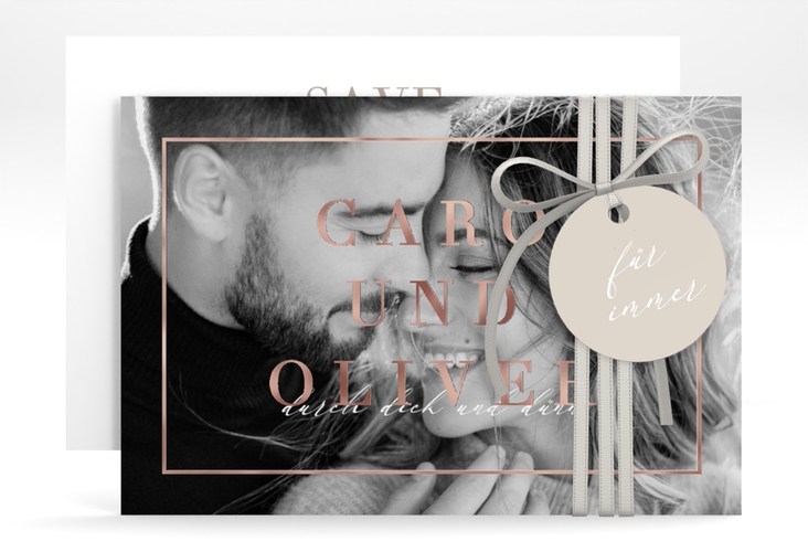 Save the Date-Karte Moment A6 Karte quer beige rosegold