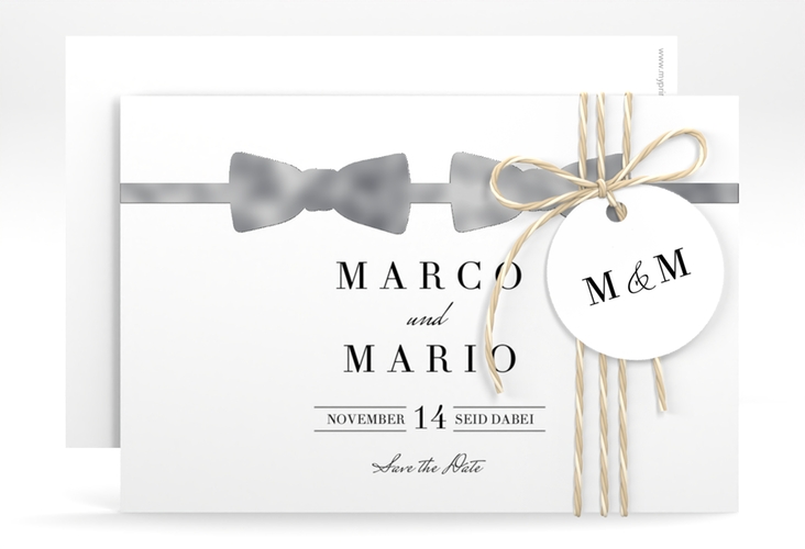 Save the Date-Karte Suits A6 Karte quer schwarz silber
