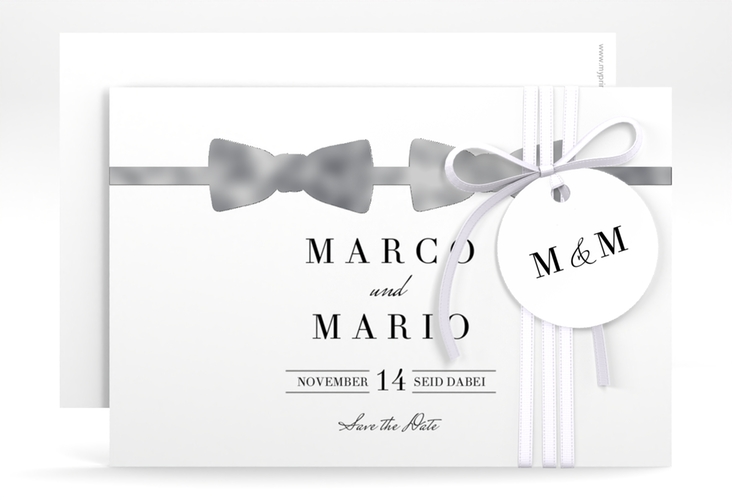 Save the Date-Karte Suits A6 Karte quer schwarz silber