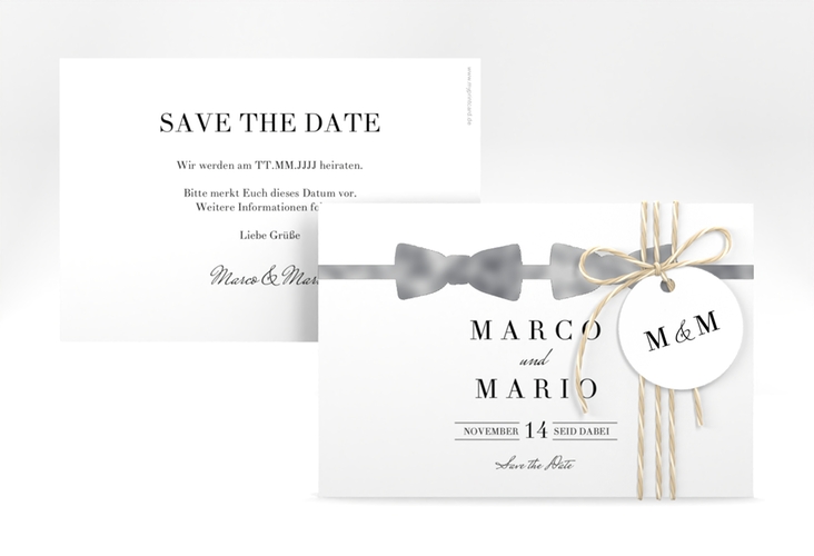 Save the Date-Karte Suits A6 Karte quer schwarz silber