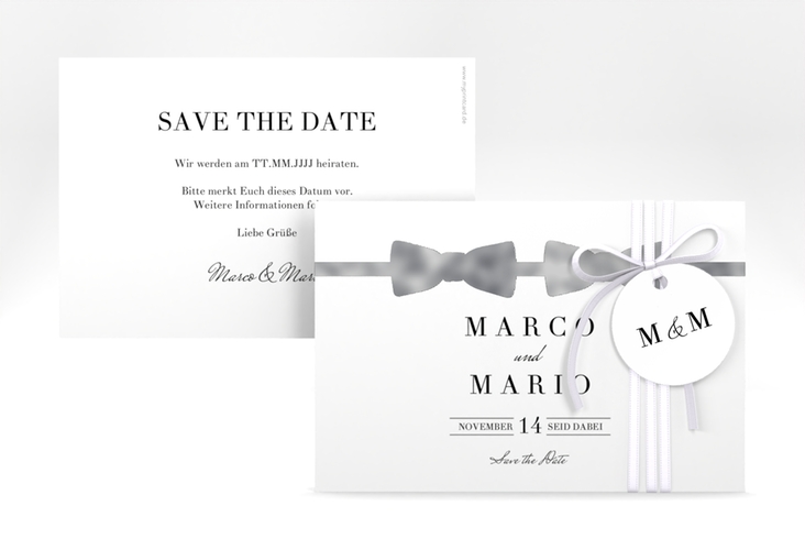 Save the Date-Karte Suits A6 Karte quer schwarz silber
