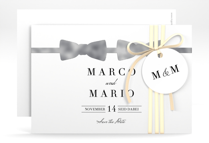 Save the Date-Karte Suits A6 Karte quer schwarz silber