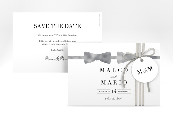 Save the Date-Karte Suits A6 Karte quer schwarz silber