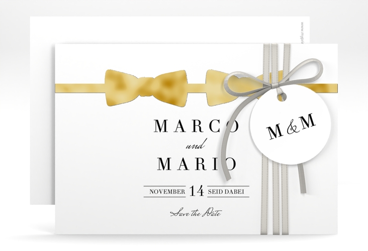 Save the Date-Karte Suits A6 Karte quer schwarz gold