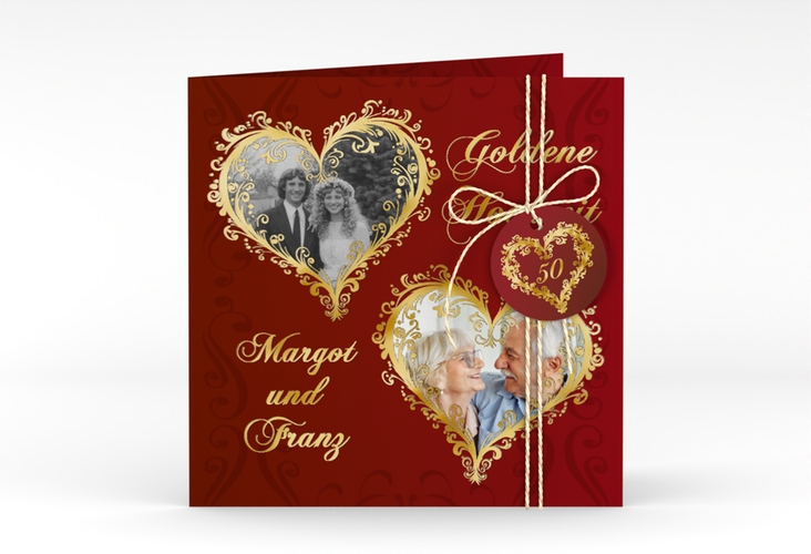 Hochzeitseinladung Goldene Hochzeit quadr. Klappkarte gold