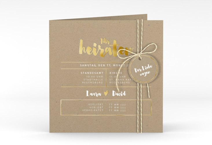 Hochzeitseinladung Letterbox quadr. Klappkarte gold
