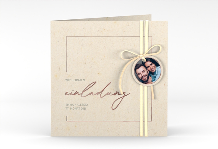 Hochzeitseinladung Simple Line quadr. Klappkarte rosegold