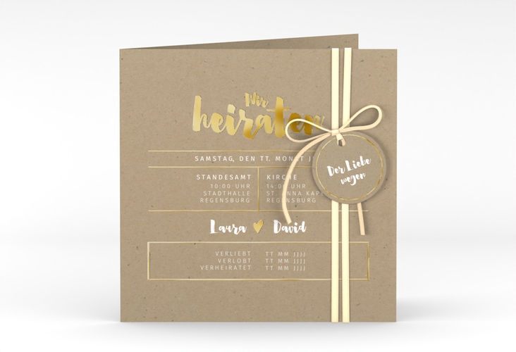 Hochzeitseinladung Letterbox quadr. Klappkarte gold