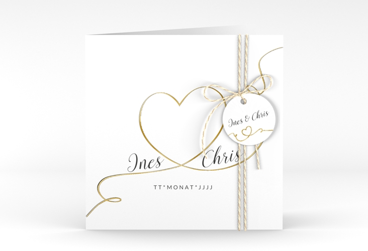 Hochzeitseinladung Dolce quadr. Klappkarte gold