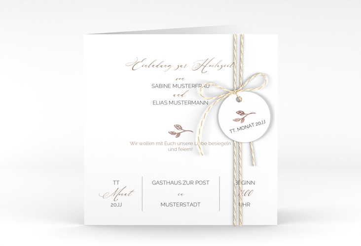 Hochzeitseinladung Plain quadr. Klappkarte rosegold