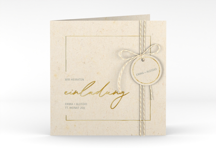Hochzeitseinladung Simple Line quadr. Klappkarte gold