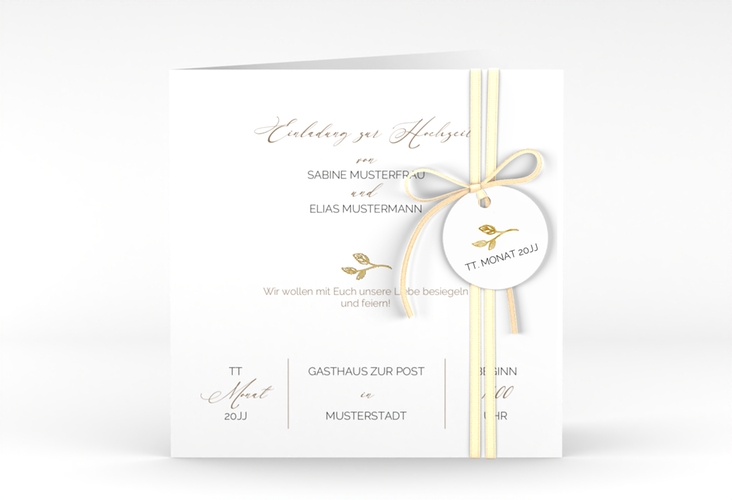 Hochzeitseinladung Plain quadr. Klappkarte gold