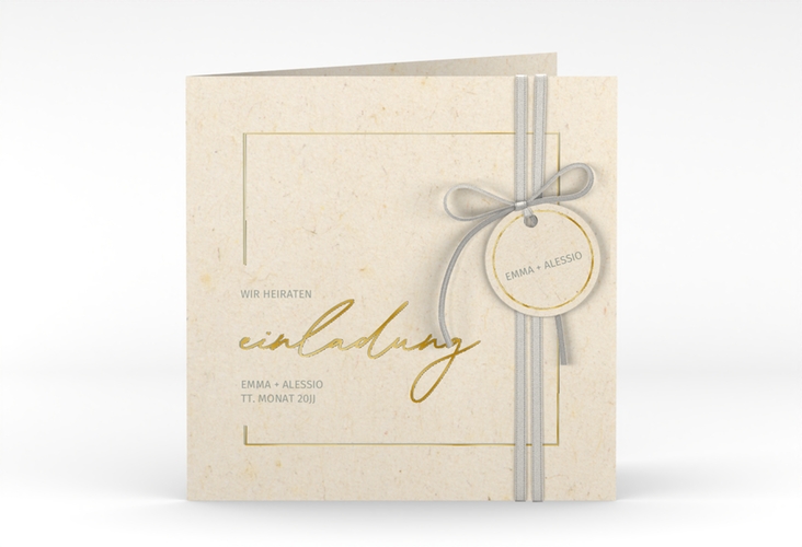 Hochzeitseinladung Simple Line quadr. Klappkarte gold