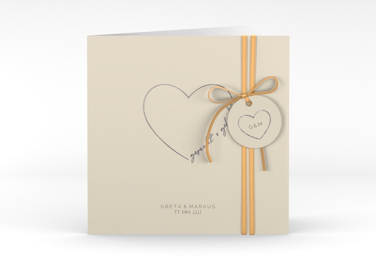 Hochzeitseinladung Lebenstraum quadr. Klappkarte silber