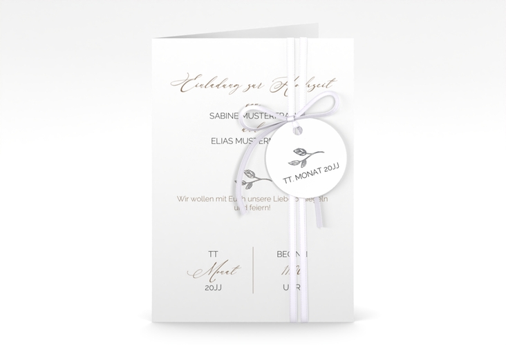 Einladungskarte Hochzeit Plain A6 Klappkarte hoch silber