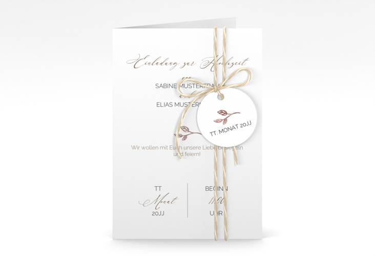 Einladungskarte Hochzeit Plain A6 Klappkarte hoch rosegold