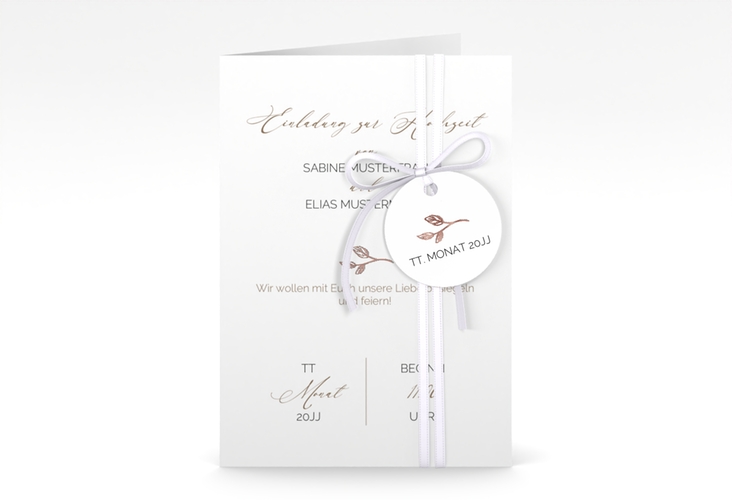 Einladungskarte Hochzeit Plain A6 Klappkarte hoch rosegold