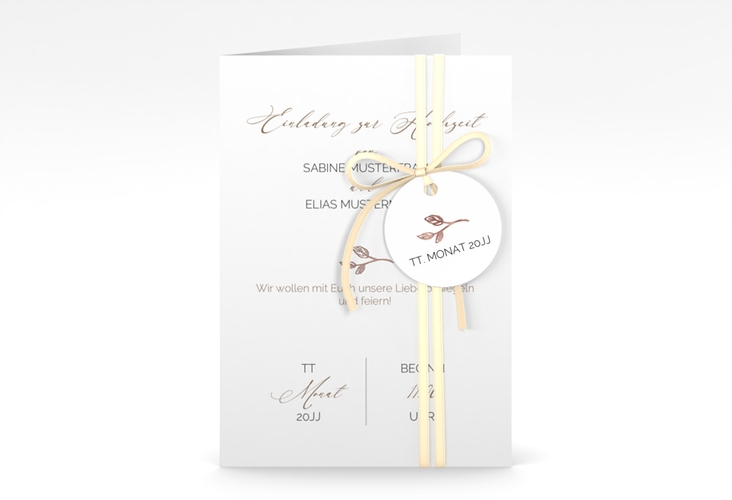 Einladungskarte Hochzeit Plain A6 Klappkarte hoch rosegold