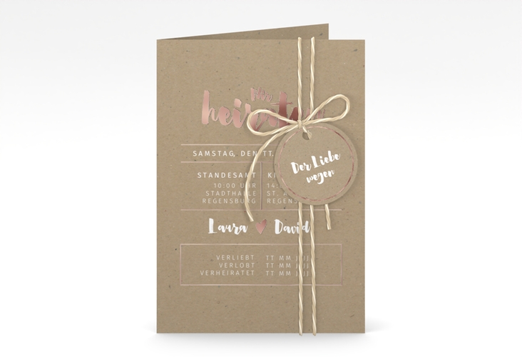 Einladungskarte Hochzeit Letterbox A6 Klappkarte hoch rosegold