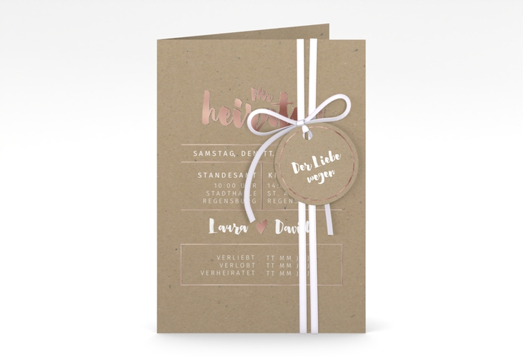 Einladungskarte Hochzeit Letterbox A6 Klappkarte hoch rosegold