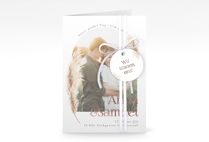 Einladungskarte Hochzeit Boholove A6 Klappkarte hoch rosegold